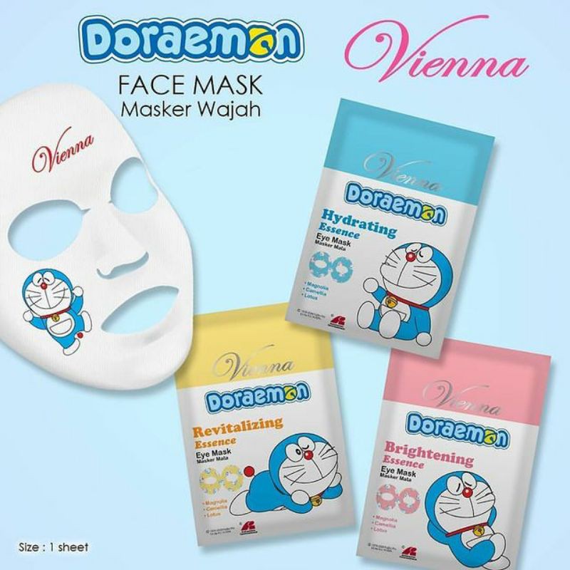 OBRAL MURAH ! CUCI GUDANG ! HARUS HABISA !  Vienna Doraemon Face Mask Brightening Essence / Revitalizing / Hydrating / Masker Waj