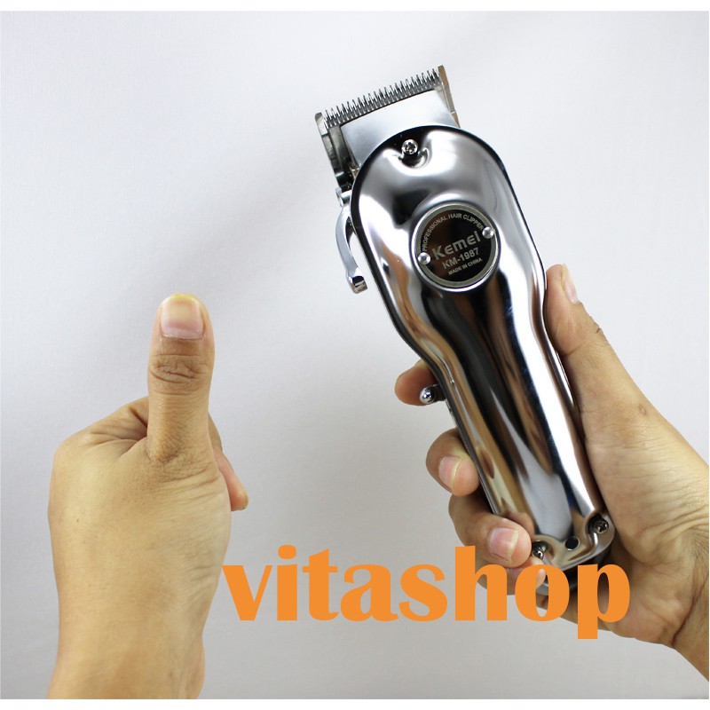 Alat Cukur Rambut Kemei KM-1987 SILVER Hair Clipper Mesin Potong Rambut