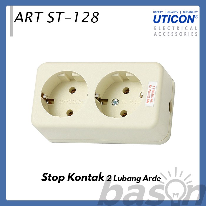 UTICON ST128 Stop Kontak 2 Lubang - TANPA KABEL