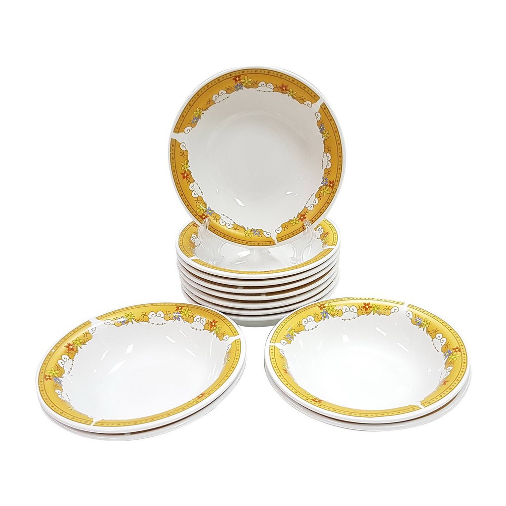 Mangkok Salad VICENZA P174 Motif PADI, paket 1 lusin Mangkuk VICENZA tinggi 5 cm, diameter 19 cm dan