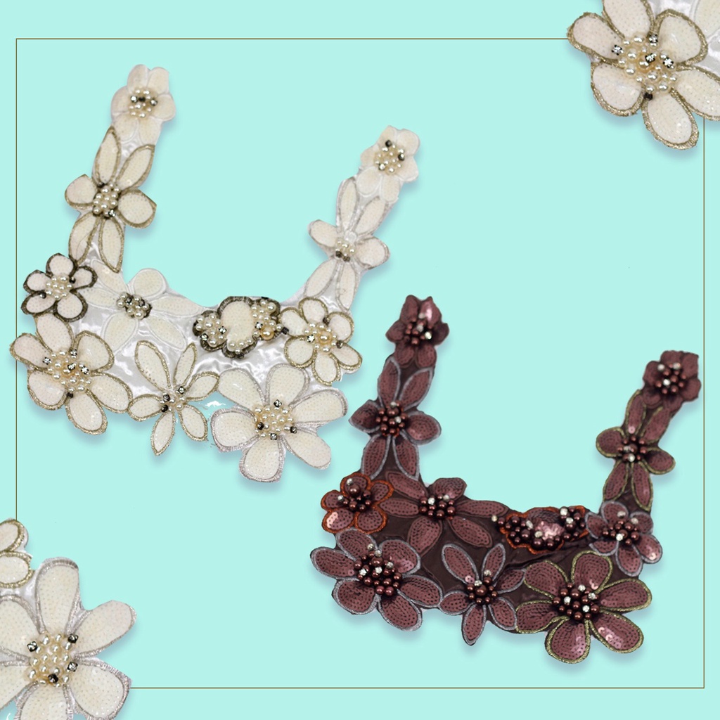 Kerah Renda Bordir Bunga Besar model 121210