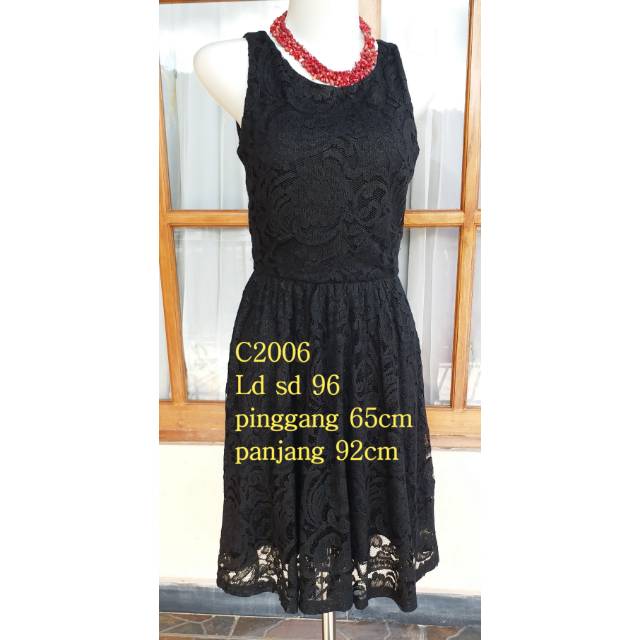 C2006~Dress import brokat  hitam Gold Mewah  LD 96 cm, panjang 92 cm