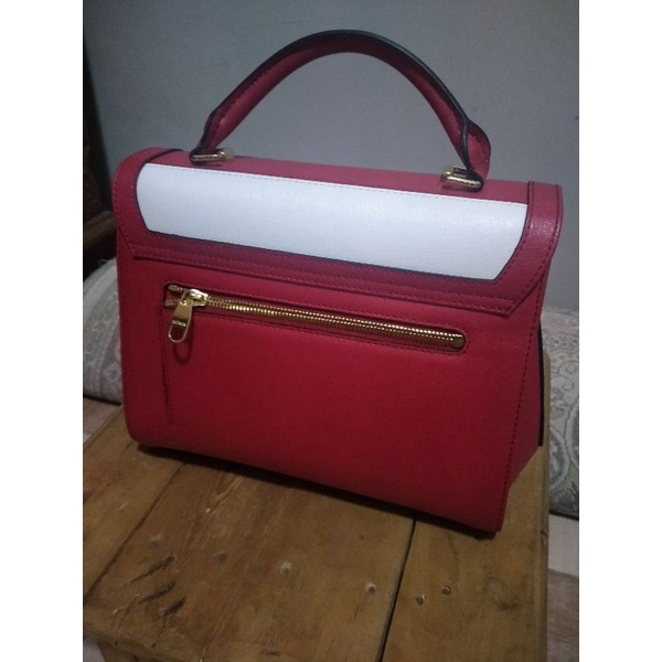 Tas handbag Bonia 100% Ori Kulit merah putih