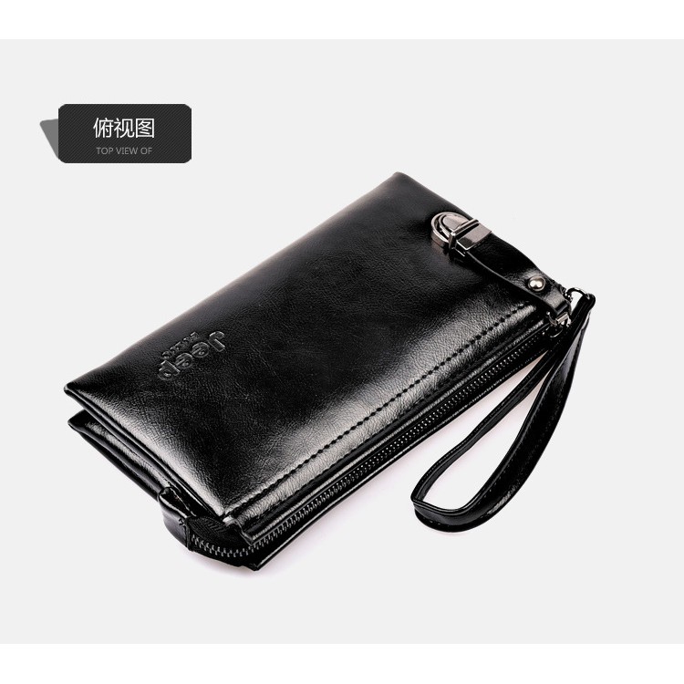 [Kulit Premium] Dompet Panjang Clutch Kulit Resleting Kancing Pengunci Pria dan Wanita Long Wallet Zipper Lock Soft Leather