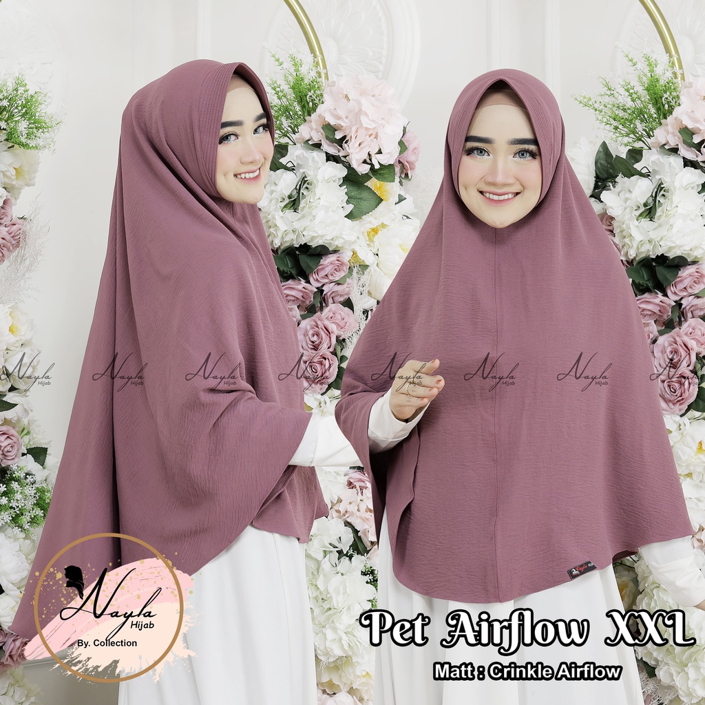 KERUDUNG INSTAN PET AIRFLOW SIZE XXL CRINKLE AIRFLOW JILBAB BERGO JUMBO NAYLA HIJA'B