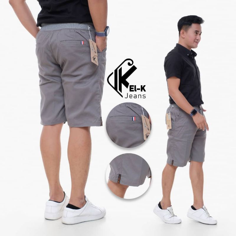 Celana Chinos Pendek Pria Karet Pinggang Kualitas Distro Cowok Murah Premium Original Size 27 - 38