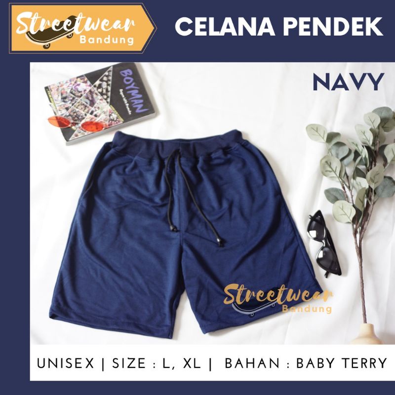 CELANA PENDEK POLOS BIRU NAVY WANITA / PRIA KUALITAS TERBAIK