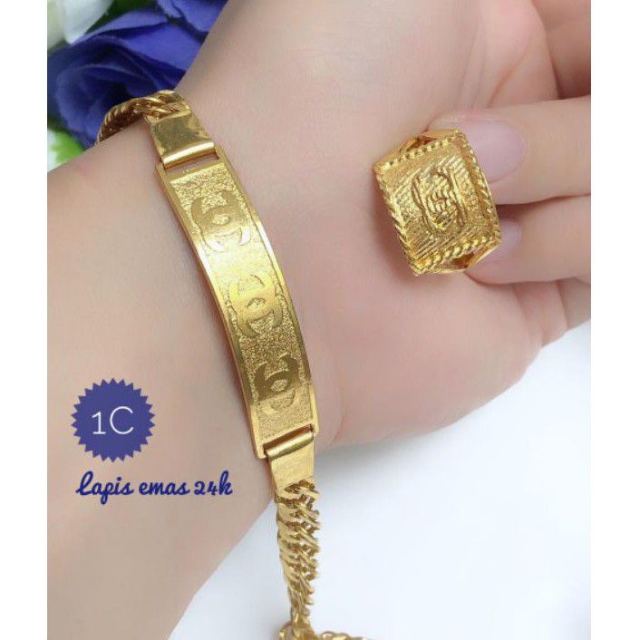 (FEB) PROMO Set Perhiasan Lapis Emas 24 Karat Xuping Gelang Cincin Chanel Kotak Gold Mewah Titanium
