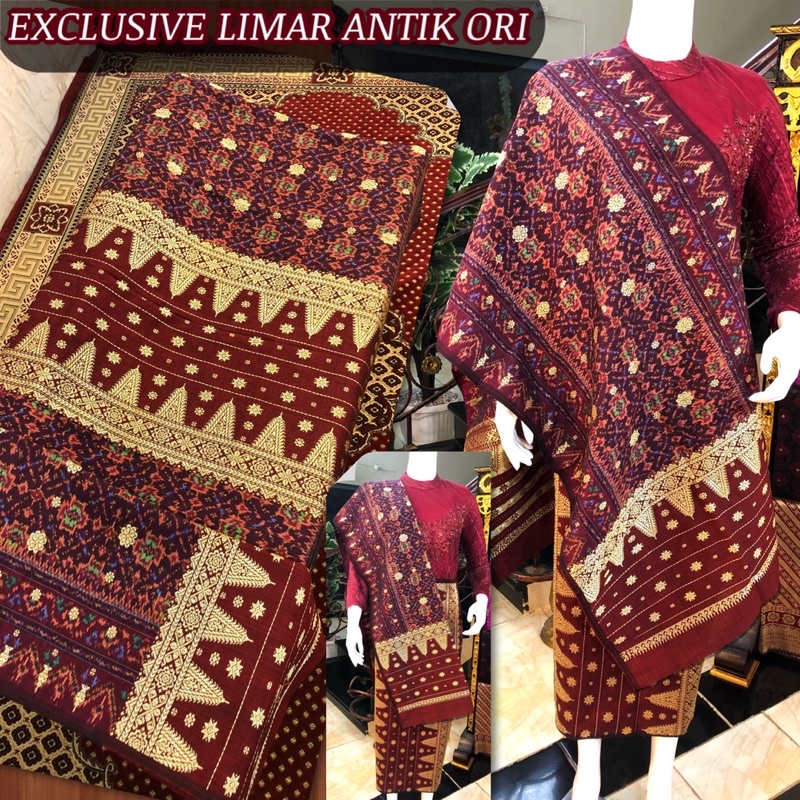 Exclusive Songket Limar Antik ORI Maroon / songket tenun asli palembang /ilham songket palembang