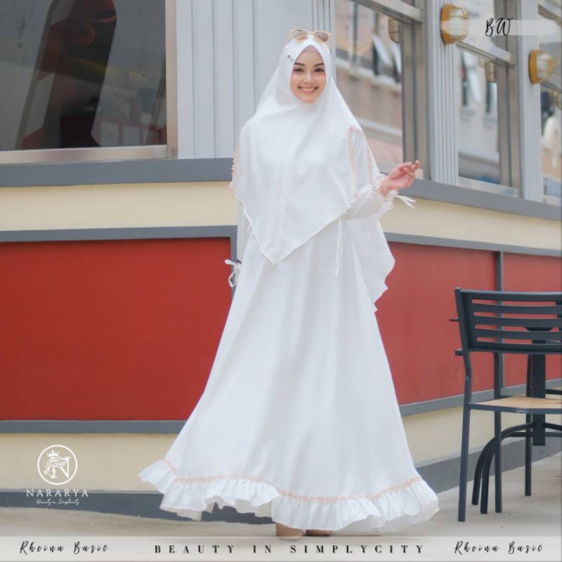 RHEINA SET BY NARARYA PREMIUM / GAMIS CANTI / GAMIS PUTIH / GAMIS SET SYAR'I