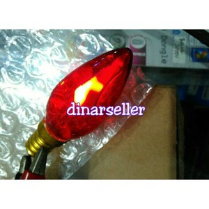 LAMPU SEMBAYANG LED MERAH 1W NYALA BERPIJAR SEPERTI LILIN FITTING E12