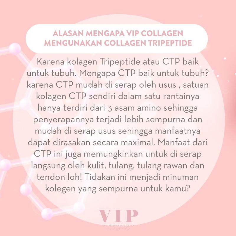 COLLAGEN DRINK SUPLEMEN KECANTIKAN KOLAGEN MINUMAN PERAWATAN PEMUTIH WAJAH VIP COLAGEN DRINK BPOM