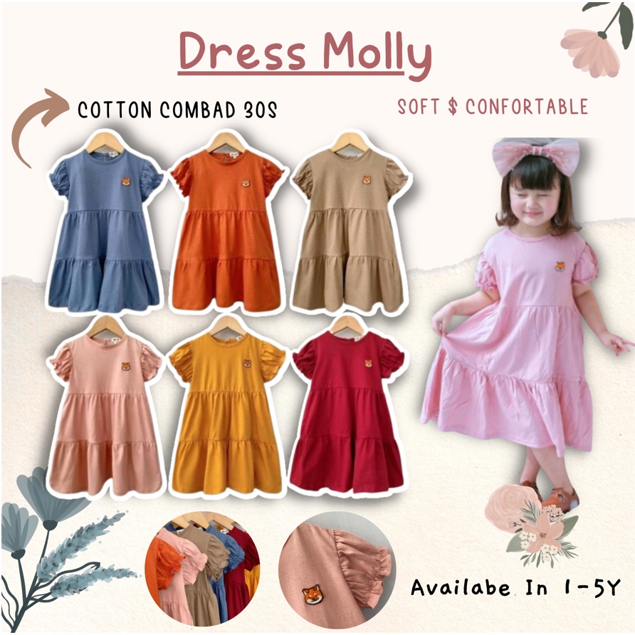 Dress Anak Smilee Molly Size 1-5Th / Dress Anak Perempuan Moly Bahan Katun / Dress anak Perempuan Lucu CBKS SO