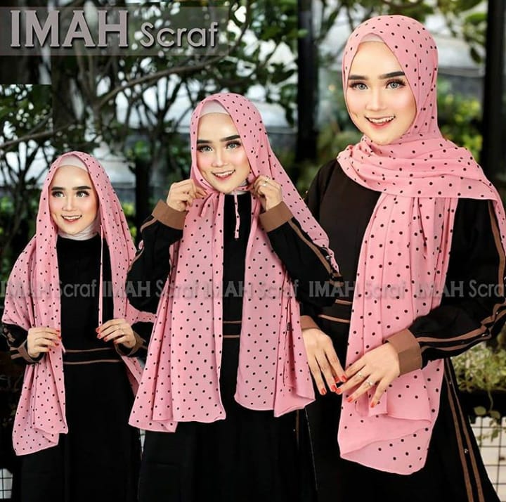 pashmina tali ceruty motif polkadot / hijab instan pashmina tali motif polkadot