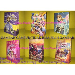 

isi10pc goodie PARTY BAG JUMBO 23x31.5CM tas kertas karakter anak ulang tahun ultah GAMBAR RANDOM