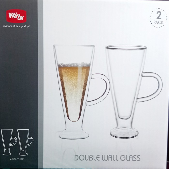 Jual 1 Set Isi 2 Pcs Double Wall Irish Glass 230mlgelas Kaca Gelas Lattegelas Kaca Gelas 3151