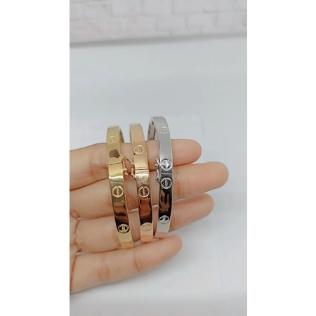 GELANG BANGLE CART*R POLOS /GELANG PERAK ASLI SILVER 925 LAPIS EMAS/GELANG FASHION WANITA IMPOR TERBARU