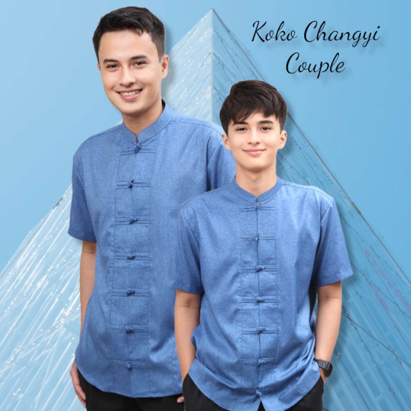 KOKO COUPLE CHANGYI NEW BIRU ANAK AYAH KOKO COUPLE KATUN MADINA BAJU KOKO ANAK AYAH GROSIR BAJU KOKO