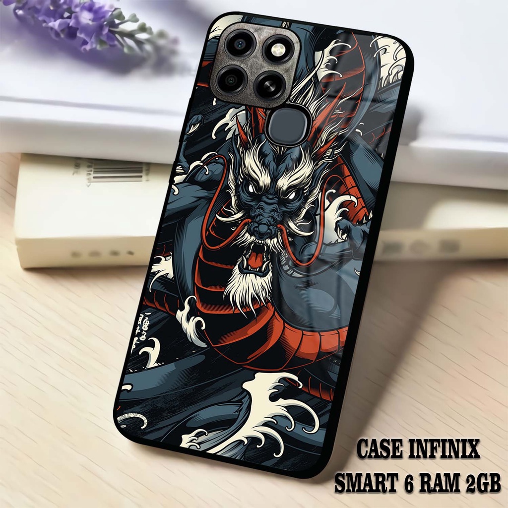 Case Kilau Infinix Smart 6 (Ram 2gb) | Smart6 | Casing Glossy | Pelindung Hp | Motif Art Dragon
