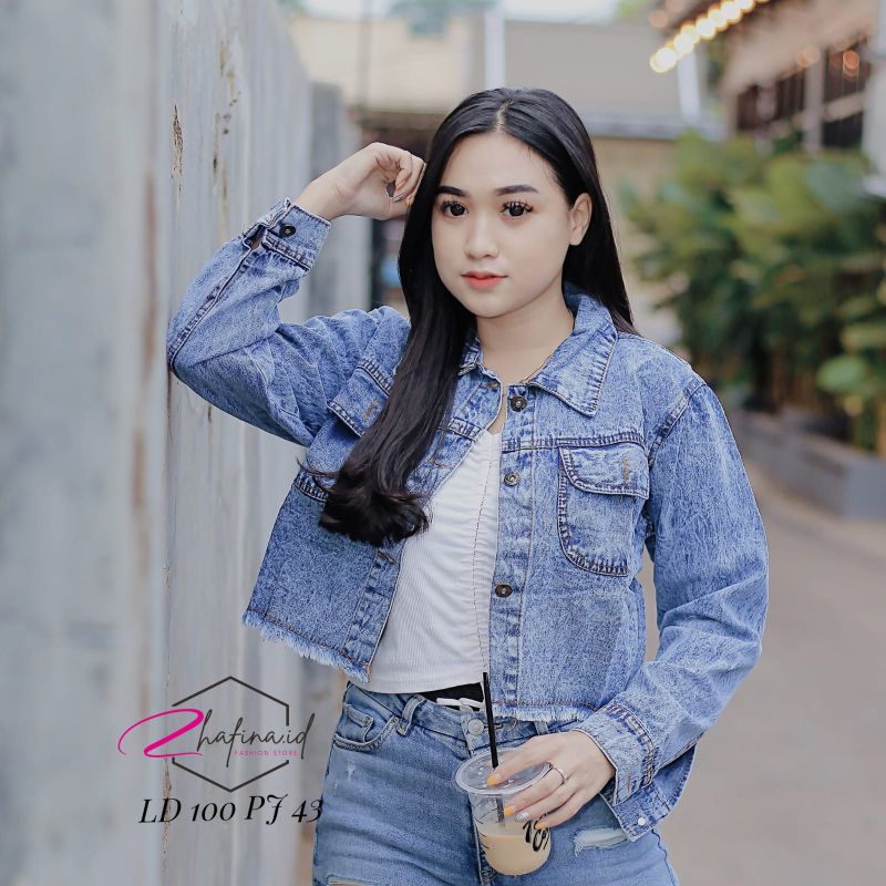 Jaket Jeans Wanita Oversize Balon LD 100 - LD 130cm