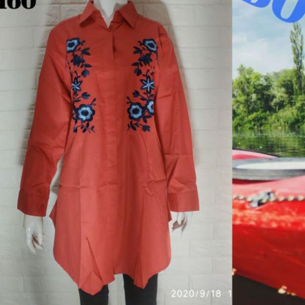 ➵ KEMEJA JUMBO WANITA MOTIF BORDIR BUNGA ➻