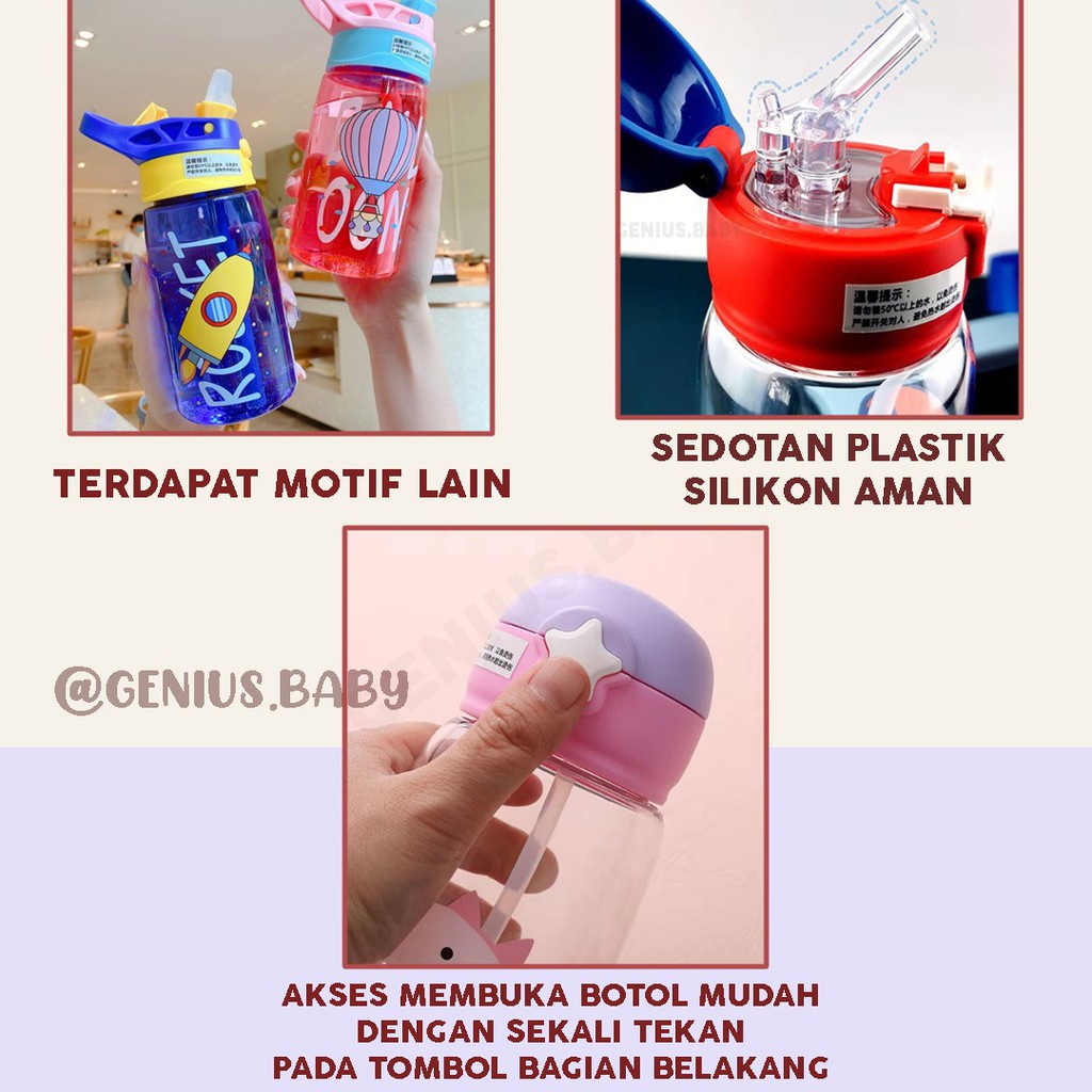 Botol Minum Anak Desain Unik Variasi Motif Karakter terdapat Sedotan BPA FREE bottol minum sedotan cangkir jerami cangkir plastik lucu cangkir kartun portabel 480ML 1000ML-7