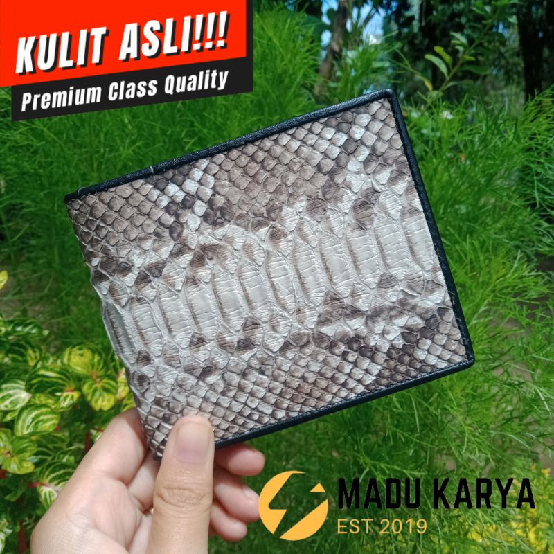 Dompet lipat pria kulit ular 100% kulit ular asli motif abstrak