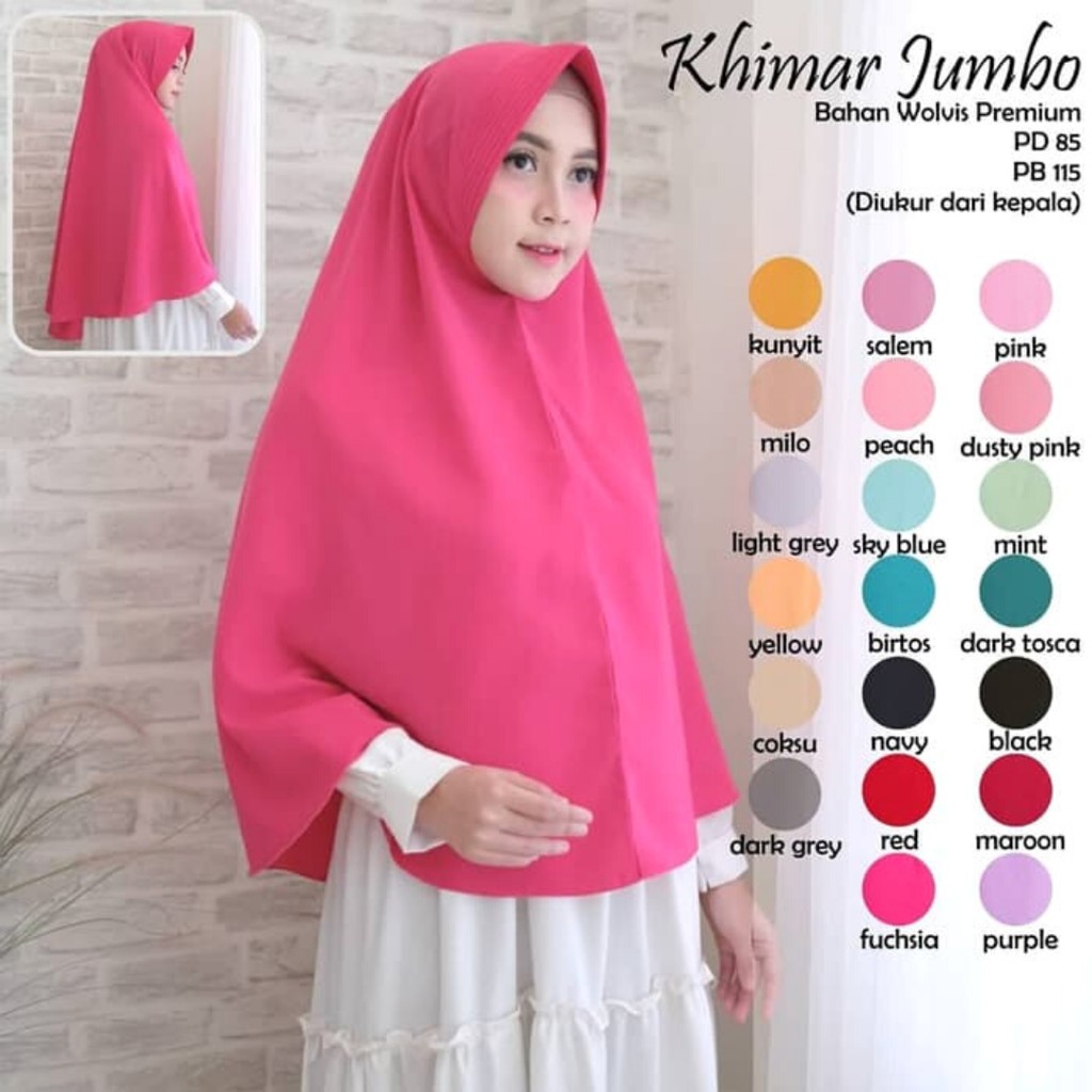 Jilbab Khimar Jumbo Wolfis | Hijab Khimar Pet Jumbo Pinguin Syari Pet Antem | Jilbab Hijab Khimar Pe