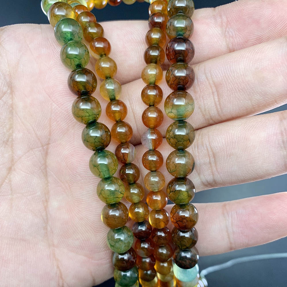 Manik-manik batu bulat butiran hitam batu alam dapat digunakan untuk gelang kalung diy（1lot）