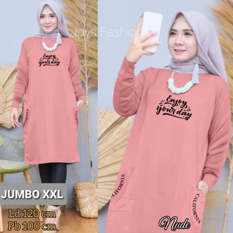 JF Atasan Tunik Kaos Babyterry Jumbo Xxl Wanita Muslimah Terbaru ENJOY LD 120 PJ 100