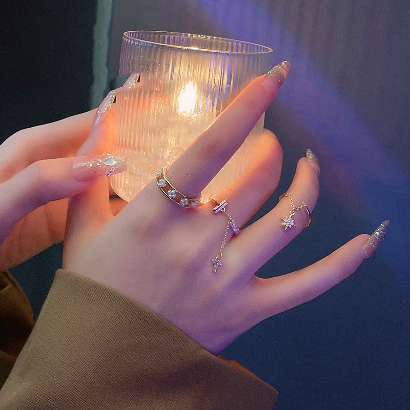 Cincin Model Terbuka Desain Rumbai Gaya Korea