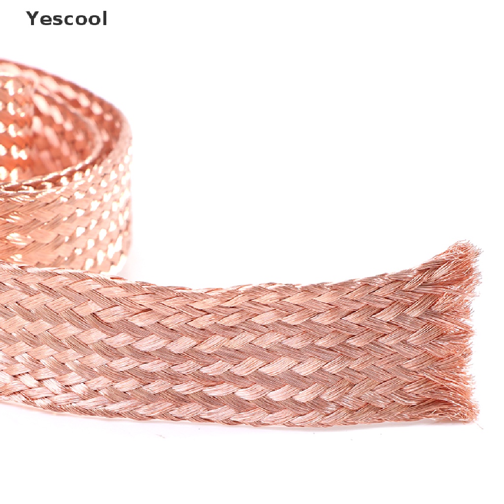 Yescool 1m Flat Pure Copper Braid Cable Bare Copper Braid Wire Ground Lead .