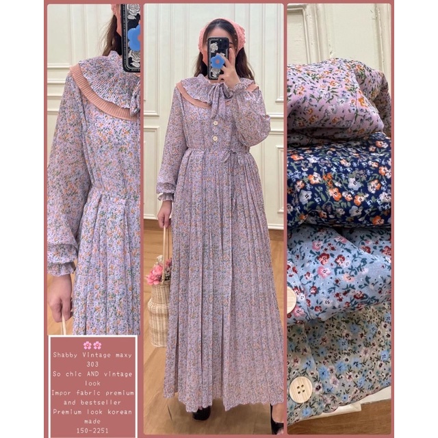 Gamis Kerah Plisket Vintage Korea - IMPORT PREMIUM
