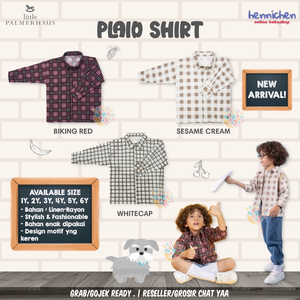 PROMO 7.7 PROMO BAJU LEBARAN LITTLE PALMERHAUS PLAID SHIRT TOP BOY BAJU ANAK KEMEJA PANJANG KEMEJA KOTAK KOTAK ANAK 1 - 6 TAHUN