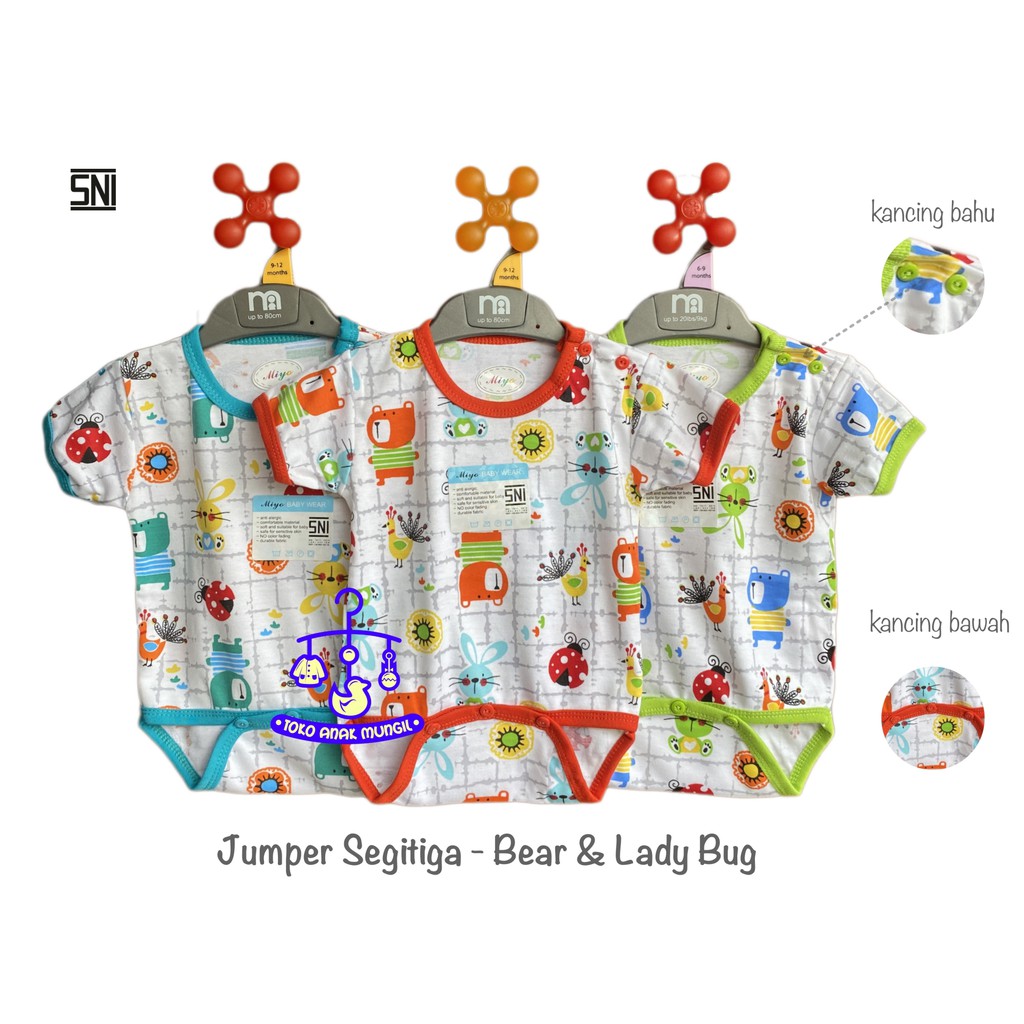 MIYO Jumper Segitiga  Baju  Kodok  Bayi Pendek Motif Ukuran 0 