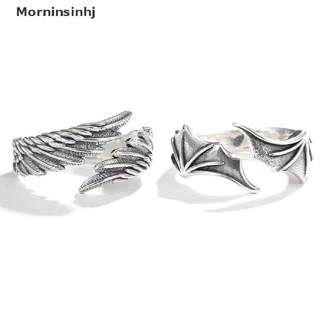 Mornin Cincin Pasangan Sayap Setan Malaikat Untuk Wanita Hip Hop Rings Open Ring Thumb Jewelry id