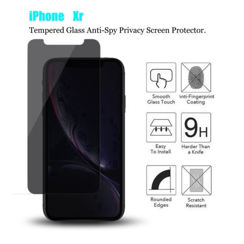 2Pcs Pelindung Layar Tempered Glass Anti Spy untuk iPhone x / XS Max / XR