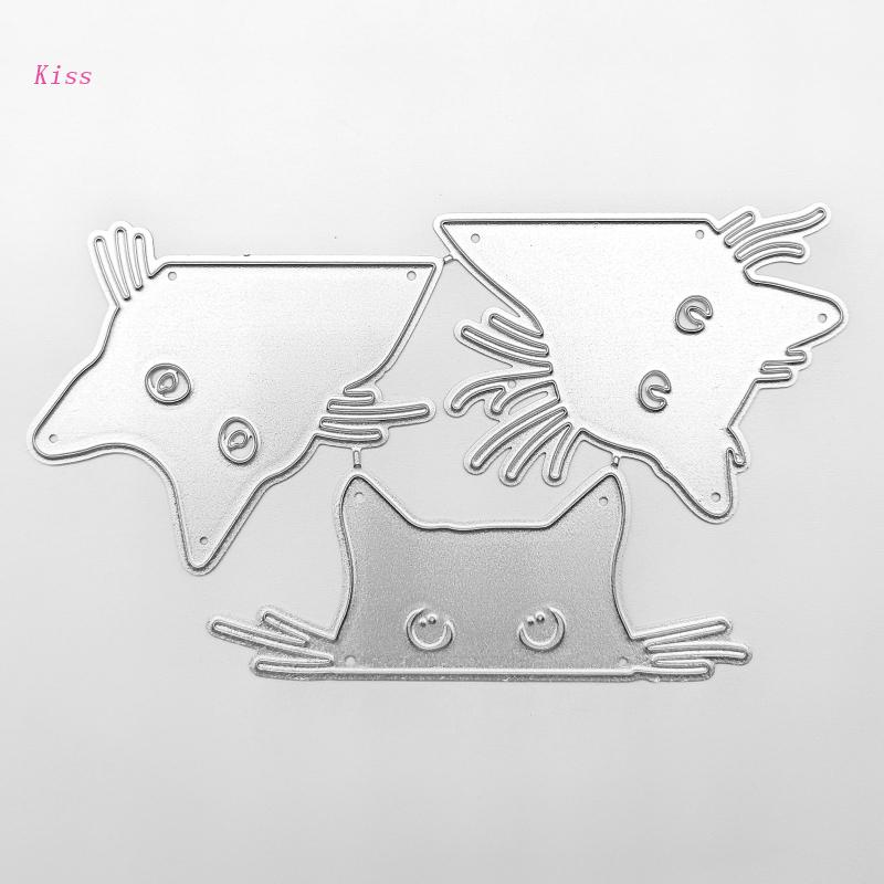 Cetakan Stensil Cutting Dies Motif Hewan Kucing Lucu Bahan Metal Untuk Scrapbook / Craft DIY / Embossing