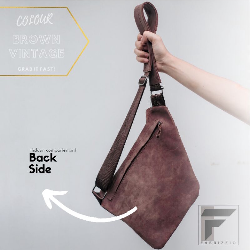 tas pria slingbag ultra slim kulit asli sapi