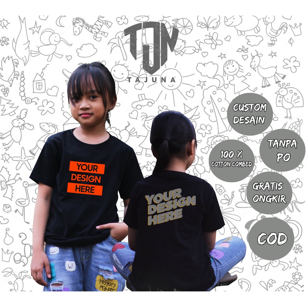 sablon depan belakang Baju Kaos CUSTOM NAMA ATAU KATA couple family|sablon nama baju anak  |Premium