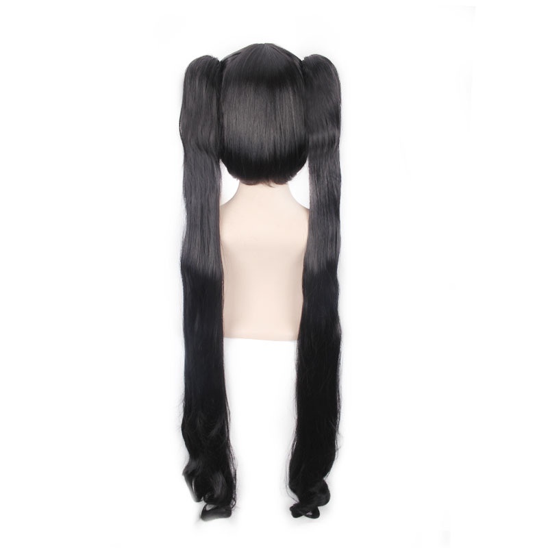 LOL-121 wig clip on rambut palsu daily lolita cosplay hestia hitam black twintail