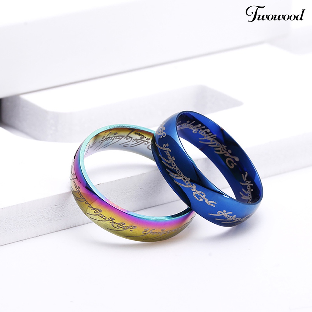 Cincin Motif Print Tulisan Bahan Titanium Steel Untuk Pria Dan Wanita