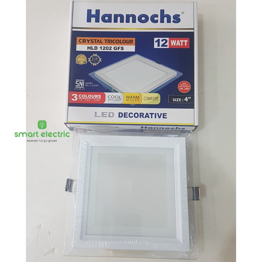 Hannochs Crystal 12 Watt HLD 1202 GFS Lampu Downlight LED Plafon Petak