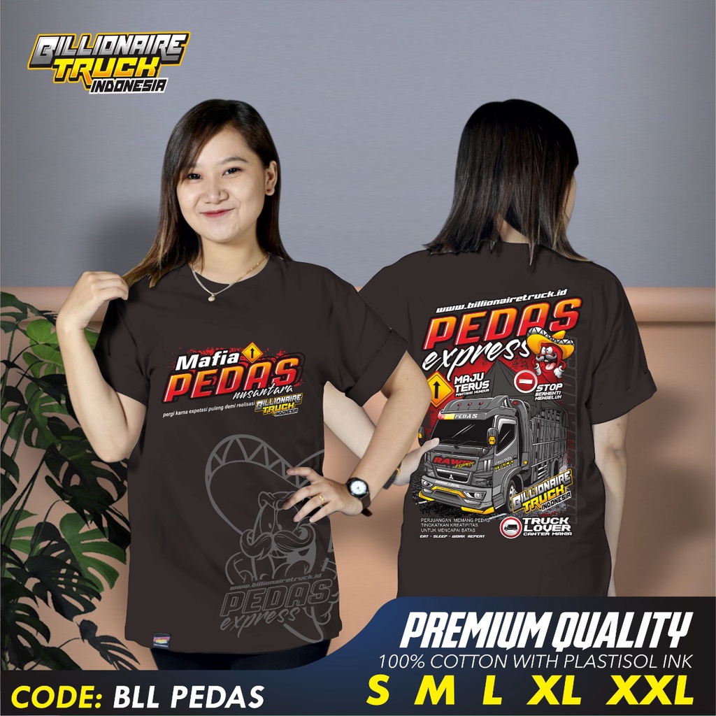Kaos Truk Kurir Cabe Rawit Pedas Express Baju T-shirt Truck Canter Mania Indonesia Driver Muda Katun