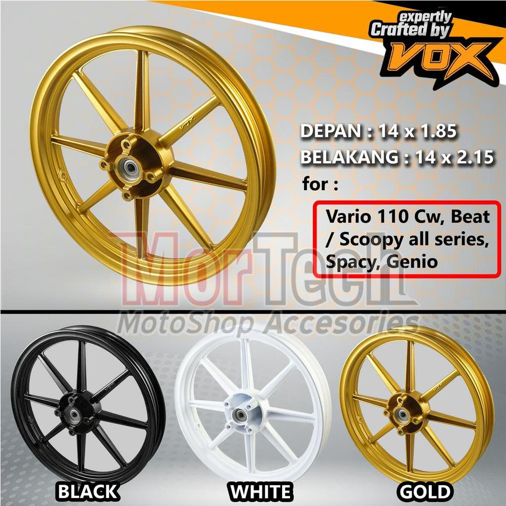 Velg Pelek Racing Vox Palang 8 Lurus P8U Model RCB Ring 14 untuk motor Honda Vario 110 Cw Karbu BeAT