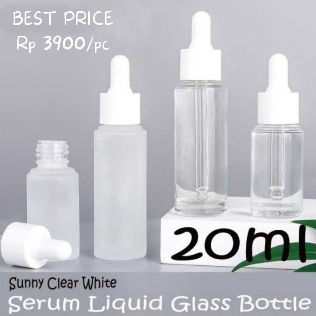 Botol Serum 20ml Botol Pipet Kaca Bening 20gram Botol Obat Tetes Dropper Filter Skincare