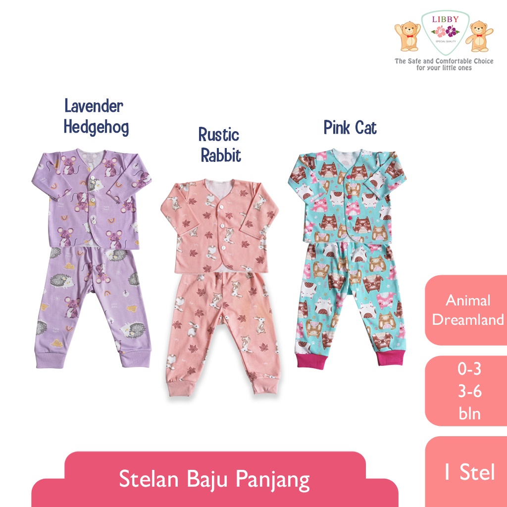 LIBBY Stelan Baju Panjang + Celana Panjang Newborn Motif