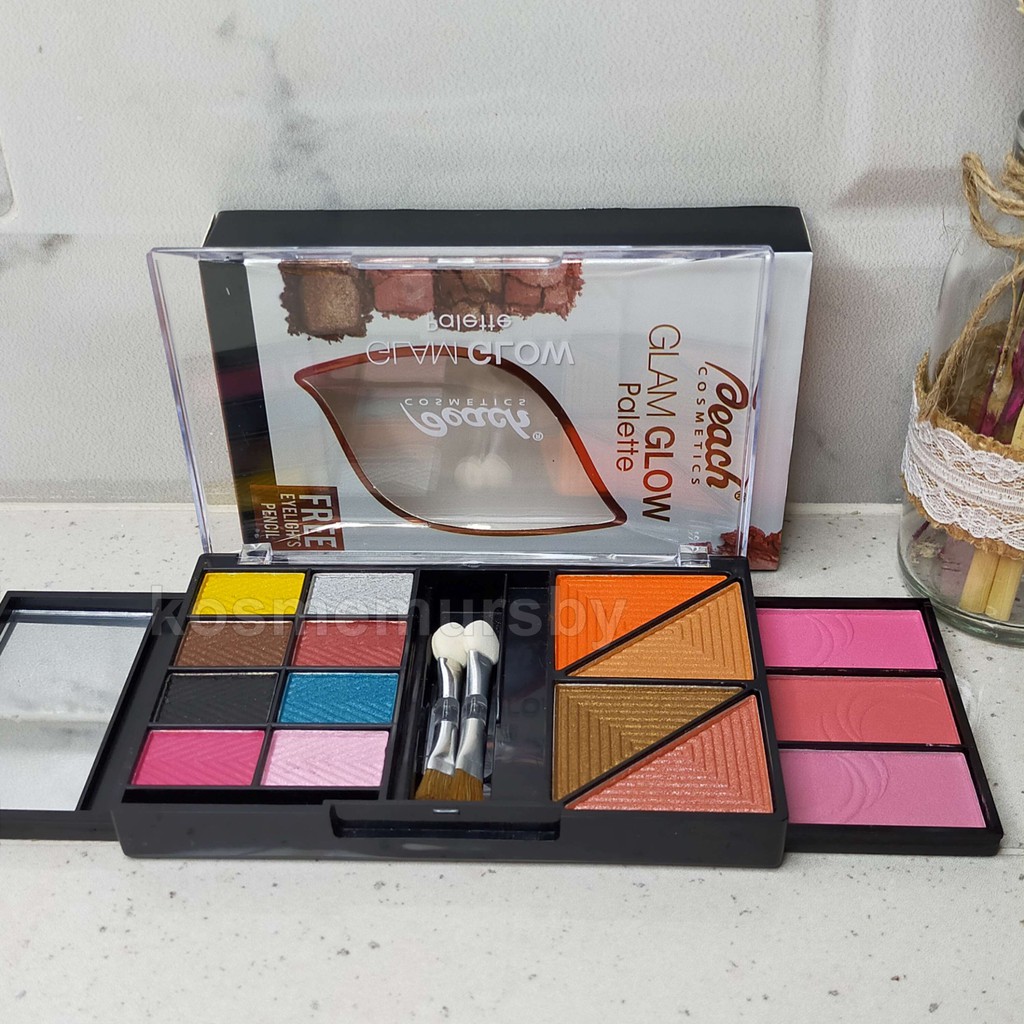 eyeshadow peach glam glow palette