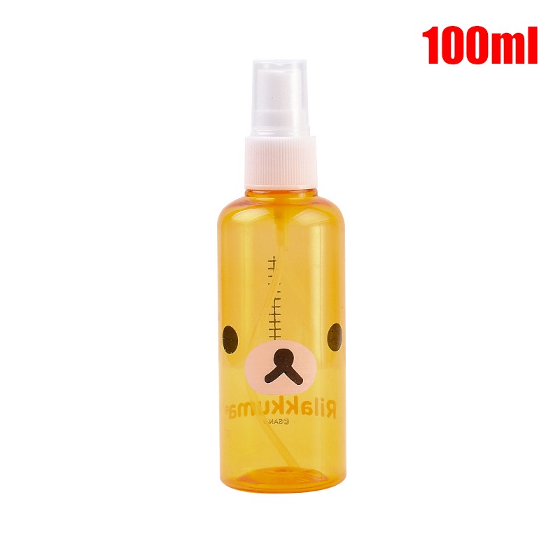 Botol Semprot Lotion Parfum 30 / 50 / 100ml Motif Kartun Hewan Beruang Warna Kuning Transparan