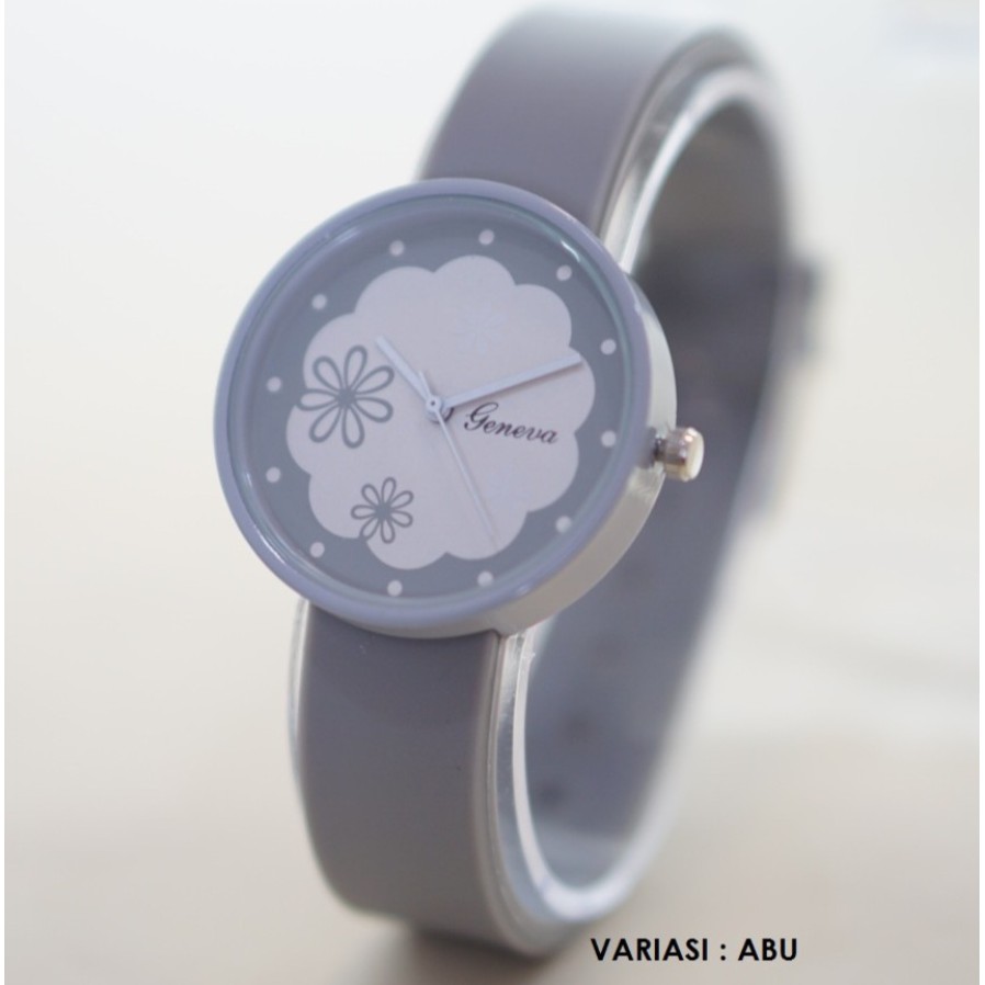 BAJ READY 7 WARNA JAM TANGAN MURAH ORIGINAL GENEVA RUBBER WANITA MOTIF BUNGA GN029 READY 7 WARNA